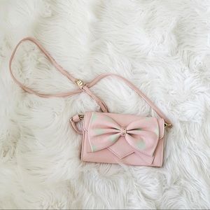 Betsey Johnson Pink Polkadot Coquette Aesthetic Bow Crossbody